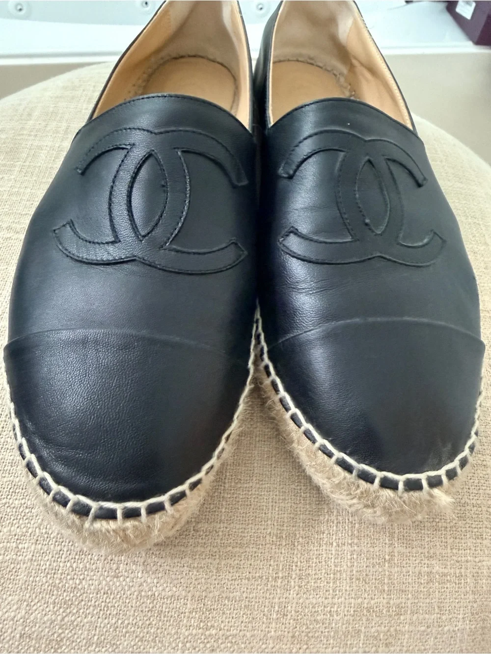 CHANEL black leather